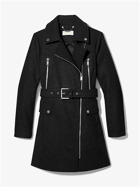 michael kors wool blend zip front coat|wool blend front coat.